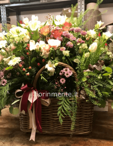 cesto borsa con fiori